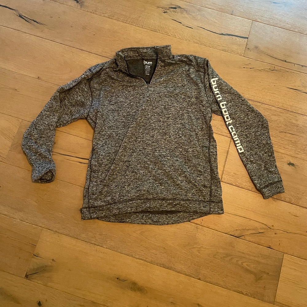 Burn Boot Camp Grey Pullover Quarter Zip Sweater | Size XL